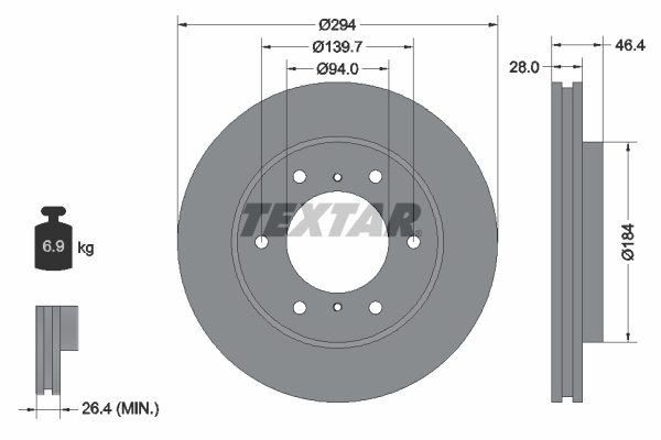 Disc frana punte fata (92180203 TEXTAR) FIAT,MITSUBISHI,RAM