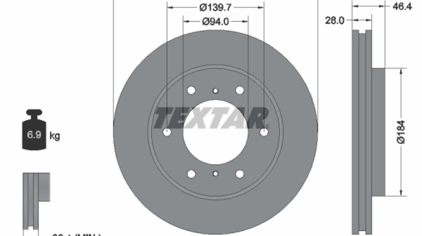 Disc frana punte fata (92180203 TEXTAR) FIAT,MITSUBISHI,RAM