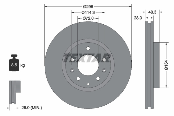Disc frana punte fata (92180803 TEXTAR) MAZDA,MAZDA (FAW)