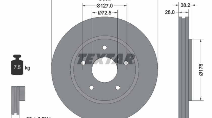 Disc frana punte fata (92181503 TEXTAR) CHRYSLER,DODGE,FIAT,VW