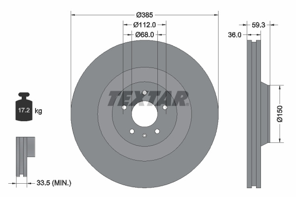 Disc frana punte fata (92184203 TEXTAR) AUDI