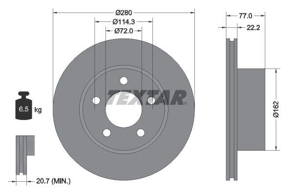 Disc frana punte fata (92184303 TEXTAR) JEEP