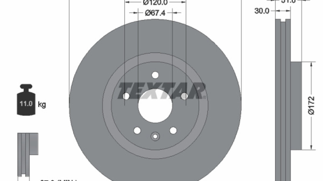 Disc frana punte fata (92187103 TEXTAR) OPEL,SAAB,VAUXHALL