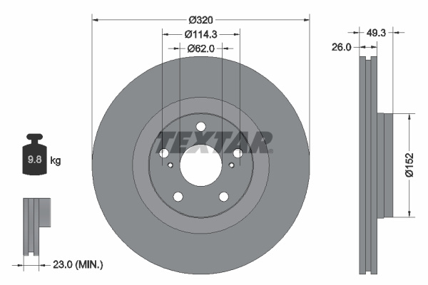 Disc frana punte fata (92195303 TEXTAR) TOYOTA