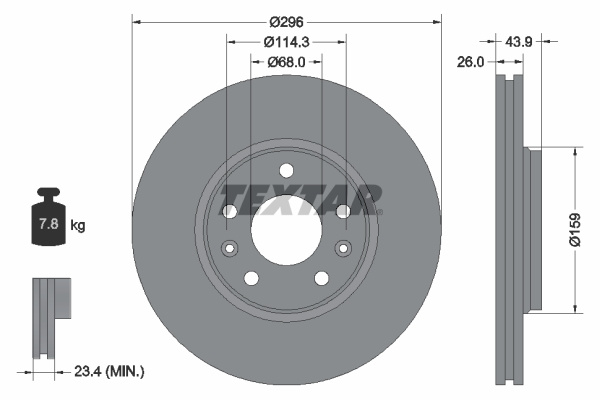 Disc frana punte fata (92195603 TEXTAR) RENAULT,RENAULT (DFAC),SAMSUNG