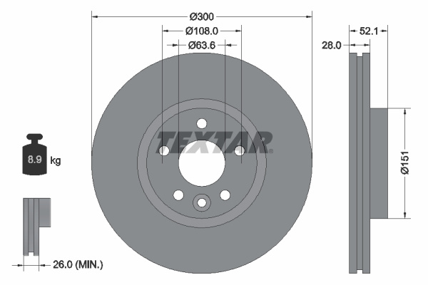 Disc frana punte fata (92196905 TEXTAR) FORD,FORD AUSTRALIA