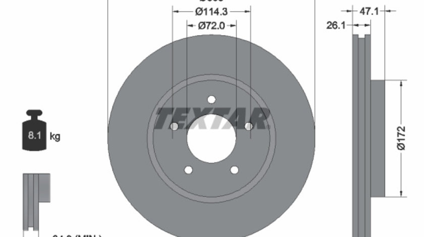 Disc frana punte fata (92197703 TEXTAR) FORD,FORD AUSTRALIA,FORD USA,MAZDA,MERCURY