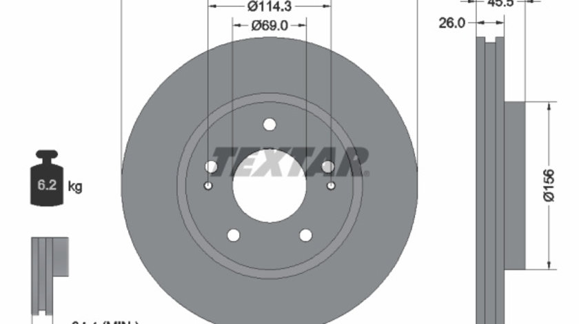 Disc frana punte fata (92198203 TEXTAR) CHRYSLER,DODGE,MITSUBISHI,MITSUBISHI (SOUEAST)