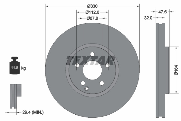 Disc frana punte fata (92198805 TEXTAR) MERCEDES-BENZ