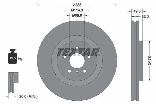 Disc frana punte fata (92199105 TEXTAR) INFINITI,NISSAN