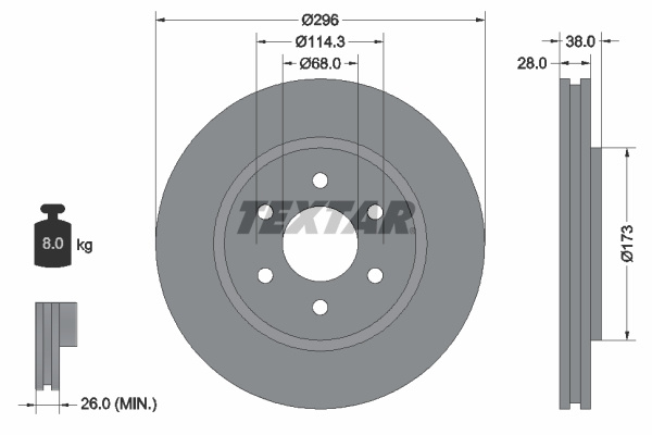 Disc frana punte fata (92199600 TEXTAR) NISSAN