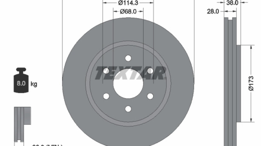 Disc frana punte fata (92199603 TEXTAR) NISSAN