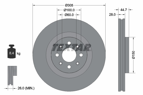 Disc frana punte fata (92202203 TEXTAR) ABARTH,FIAT