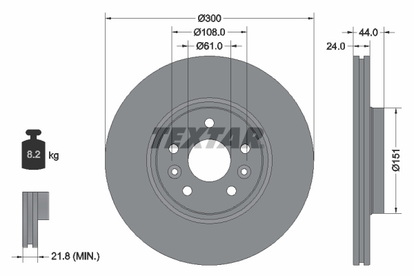 Disc frana punte fata (92202803 TEXTAR) RENAULT