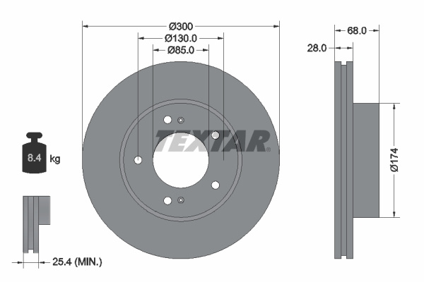Disc frana punte fata (92203003 TEXTAR) SSANGYONG