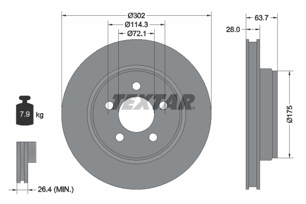 Disc frana punte fata (92203303 TEXTAR) DODGE,JEEP