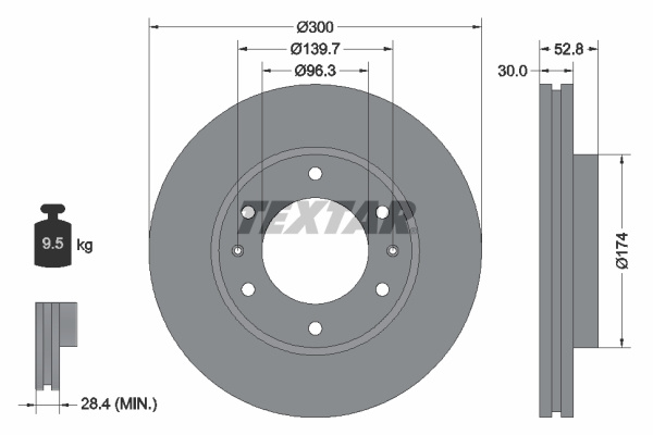 Disc frana punte fata (92203800 TEXTAR) DODGE,HYUNDAI