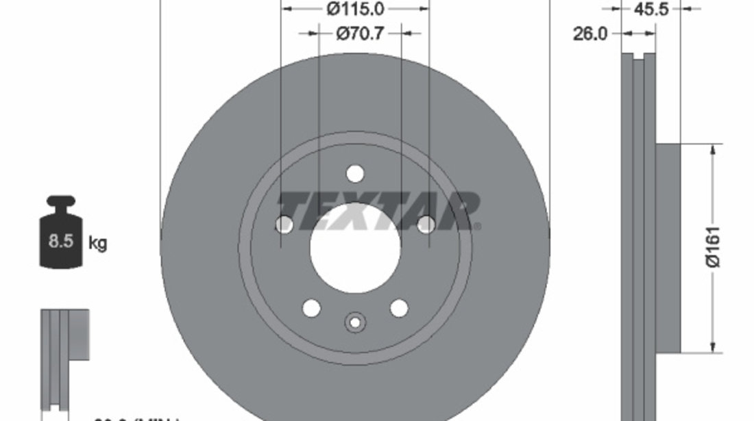 Disc frana punte fata (92205605 TEXTAR) BUICK,BUICK (SGM),CHEVROLET,CHEVROLET (SGM),DAEWOO,HOLDEN,OPEL,VAUXHALL