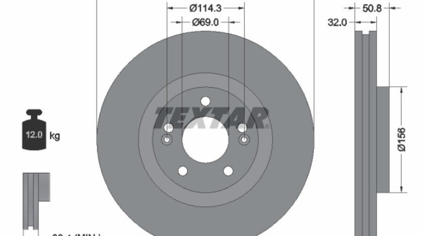 Disc frana punte fata (92221700 TEXTAR) HYUNDAI