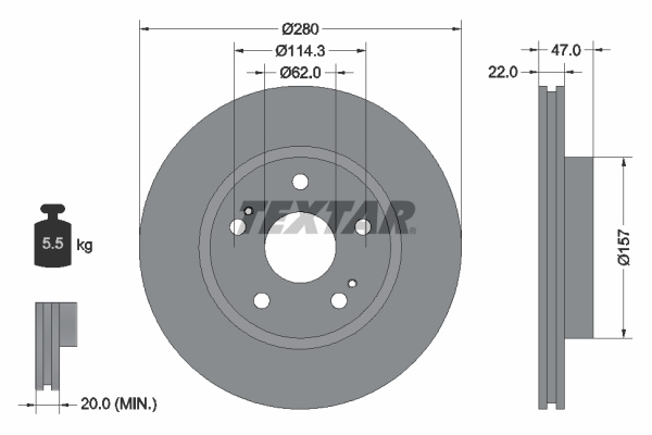 Disc frana punte fata (92222100 TEXTAR) NISSAN,SUZUKI