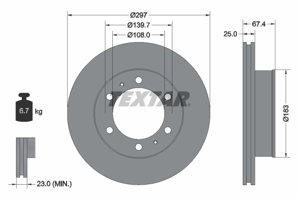 Disc frana punte fata (92222600 TEXTAR) TOYOTA