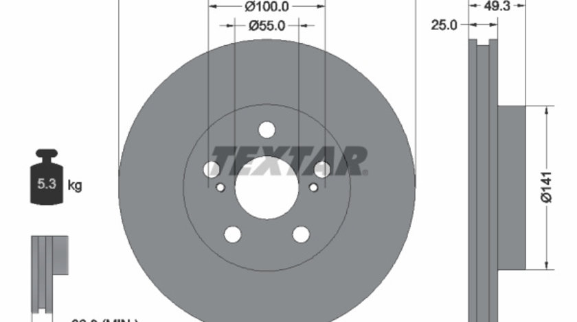 Disc frana punte fata (92225003 TEXTAR) DAIHATSU,LEXUS,TOYOTA,TOYOTA (FAW)