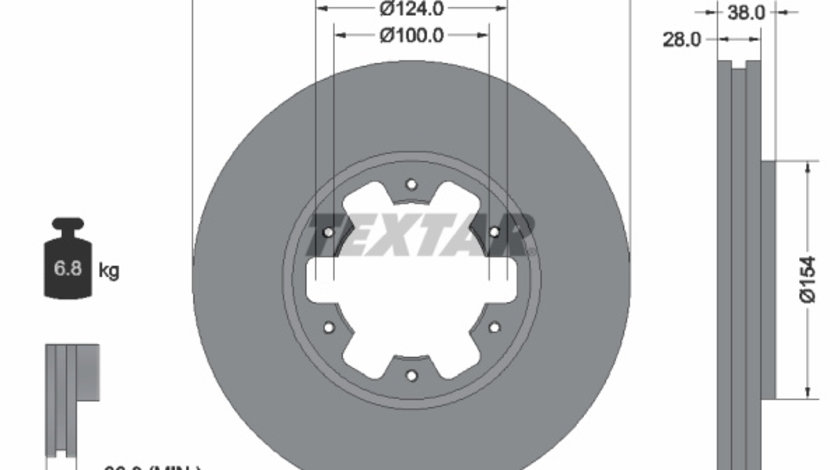 Disc frana punte fata (92228400 TEXTAR) NISSAN