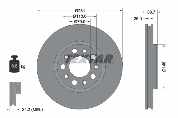 Disc frana punte fata (92230103 TEXTAR) ALFA ROMEO,FIAT,JEEP