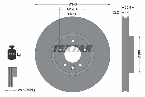 Disc frana punte fata (92230303 TEXTAR) VW
