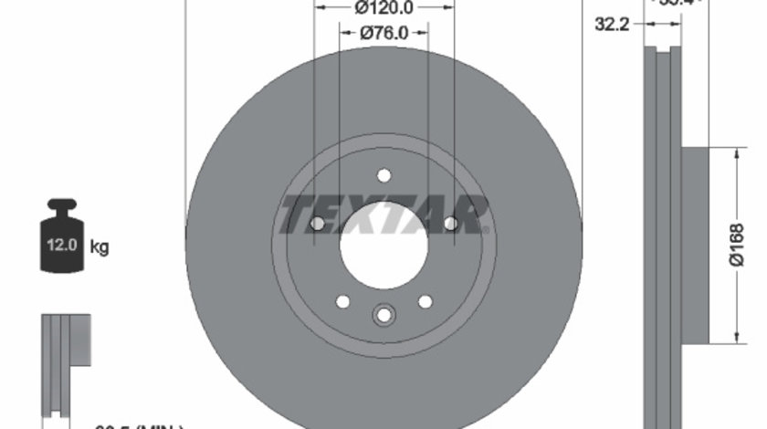 Disc frana punte fata (92230303 TEXTAR) VW