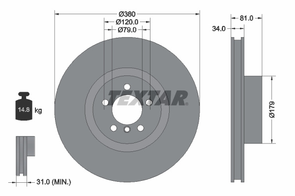 Disc frana punte fata (92233905 TEXTAR) LAND ROVER
