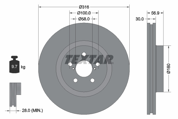 Disc frana punte fata (92236503 TEXTAR) SUBARU
