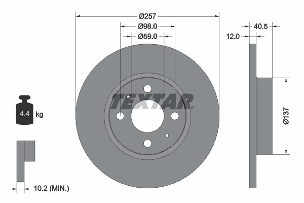 Disc frana punte fata (92236703 TEXTAR) ALFA ROMEO,CHRYSLER,FIAT,LANCIA