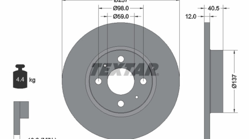 Disc frana punte fata (92236703 TEXTAR) ALFA ROMEO,CHRYSLER,FIAT,LANCIA