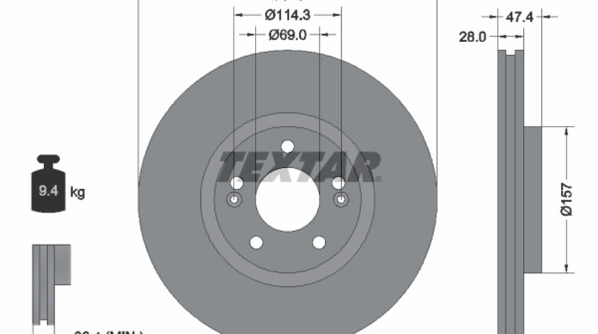 Disc frana punte fata (92237803 TEXTAR) HYUNDAI,HYUNDAI (BEIJING),KIA,KIA (DYK)