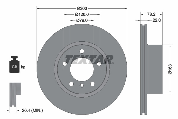 Disc frana punte fata (92238505 TEXTAR) BMW,BMW (BRILLIANCE)