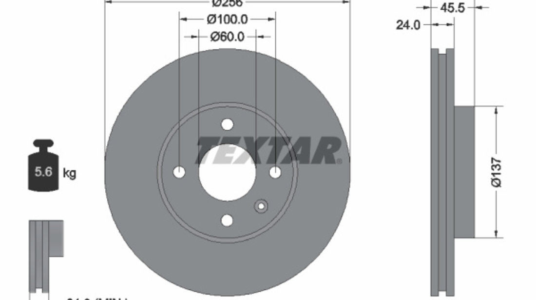 Disc frana punte fata (92241400 TEXTAR) CHEVROLET,CHEVROLET (SGM),HOLDEN