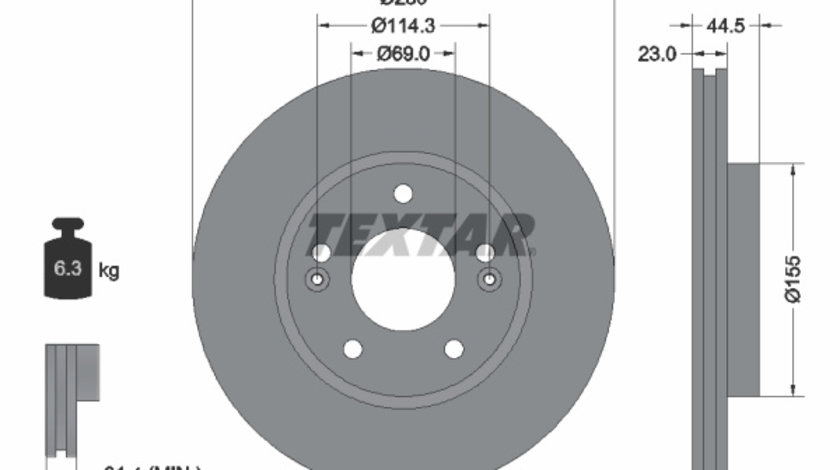 Disc frana punte fata (92243103 TEXTAR) HYUNDAI,HYUNDAI (BEIJING),INOKOM,KIA,KIA (DYK)