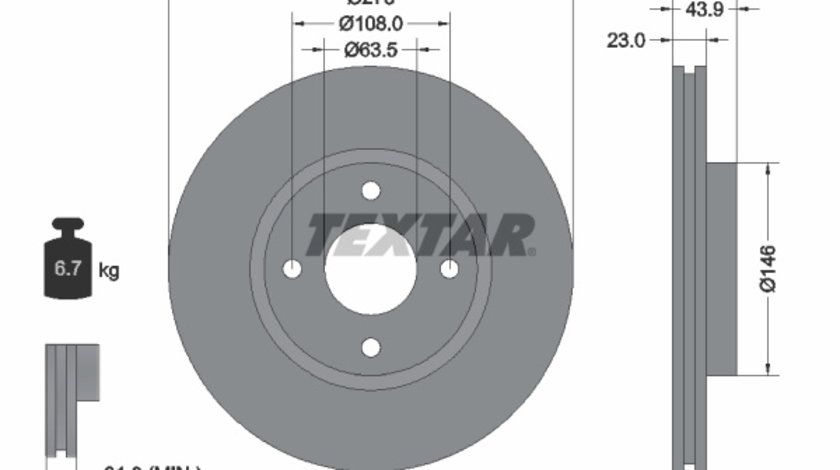 Disc frana punte fata (92252403 TEXTAR) FORD,FORD AUSTRALIA