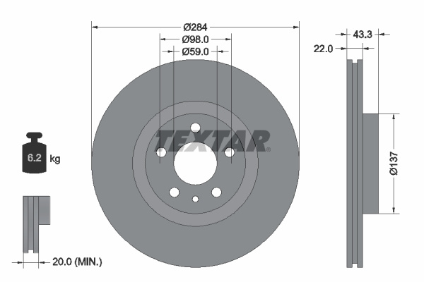 Disc frana punte fata (92252803 TEXTAR) FIAT