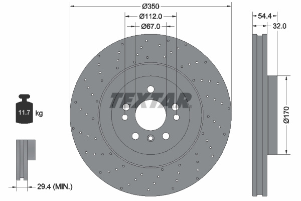 Disc frana punte fata (92254405 TEXTAR) MERCEDES-BENZ