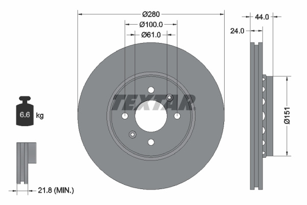 Disc frana punte fata (92254603 TEXTAR) DACIA,RENAULT,SAMSUNG