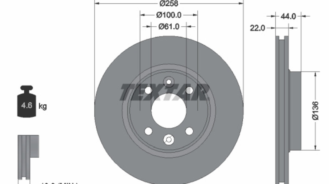 Disc frana punte fata (92255203 TEXTAR) DACIA,LADA,RENAULT,SMART,VOLVO