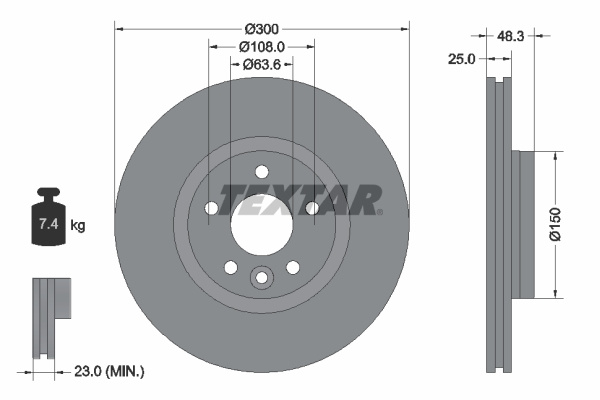 Disc frana punte fata (92255703 TEXTAR) VOLVO