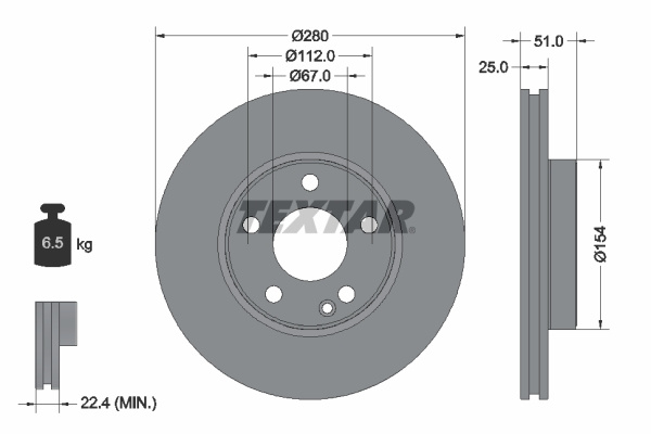 Disc frana punte fata (92257005 TEXTAR) MERCEDES-BENZ