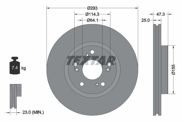Disc frana punte fata (92257303 TEXTAR) HONDA