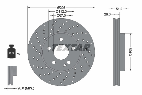 Disc frana punte fata (92257505 TEXTAR) MERCEDES-BENZ,MERCEDES-BENZ (BBDC)