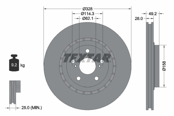 Disc frana punte fata (92259403 TEXTAR) LEXUS,TOYOTA,TOYOTA (GAC)