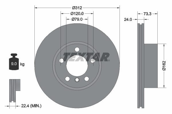 Disc frana punte fata (92261805 TEXTAR) BMW,BMW (BRILLIANCE)