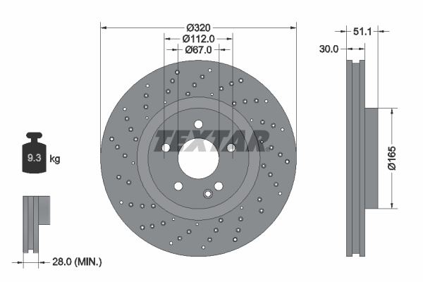 Disc frana punte fata (92262105 TEXTAR) MERCEDES-BENZ,MERCEDES-BENZ (BBDC)